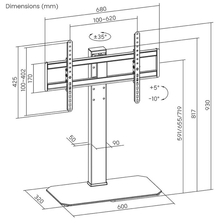 Aisens Soporte de Mesa Eco Giratorio e Inclinable DT86TS-291 para TV/Monitor de 43-86 pulg, Negro Aisens Soporte de Mesa Eco Giratorio e Inclinable DT86TS-291 para TV/Monitor de 43-86 pulg, Negro